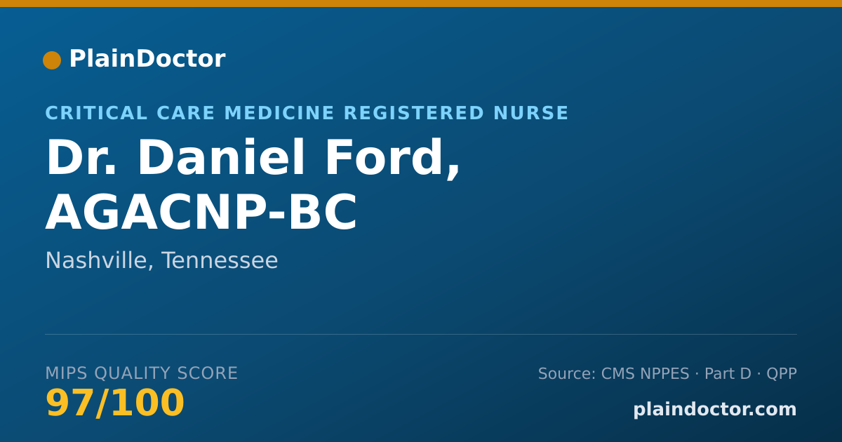 Shareable card for Daniel Ford, AGACNP-BC - Critical Care Medicine Registered Nurse, Nashville, TN