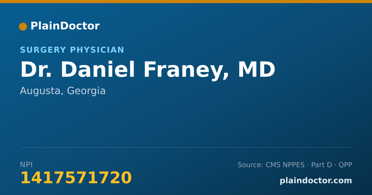 Shareable card for Daniel Franey, MD - Surgery Physician, Augusta, GA
