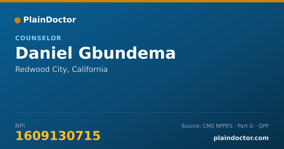 Shareable card for Daniel Gbundema - Counselor, Redwood City, CA