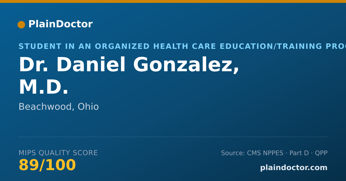 Shareable card for Daniel Gonzalez, M.D. - Student in an Organized Health Care Education/Training Program, Beachwood, OH