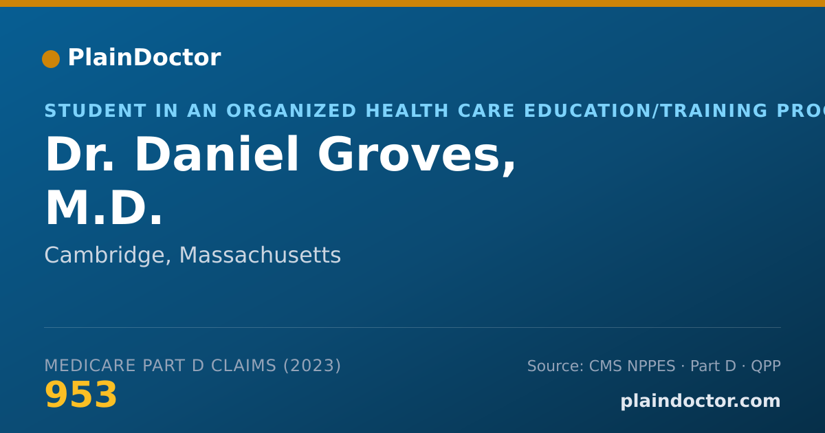Shareable card for Daniel Groves, M.D. - Student in an Organized Health Care Education/Training Program, Cambridge, MA