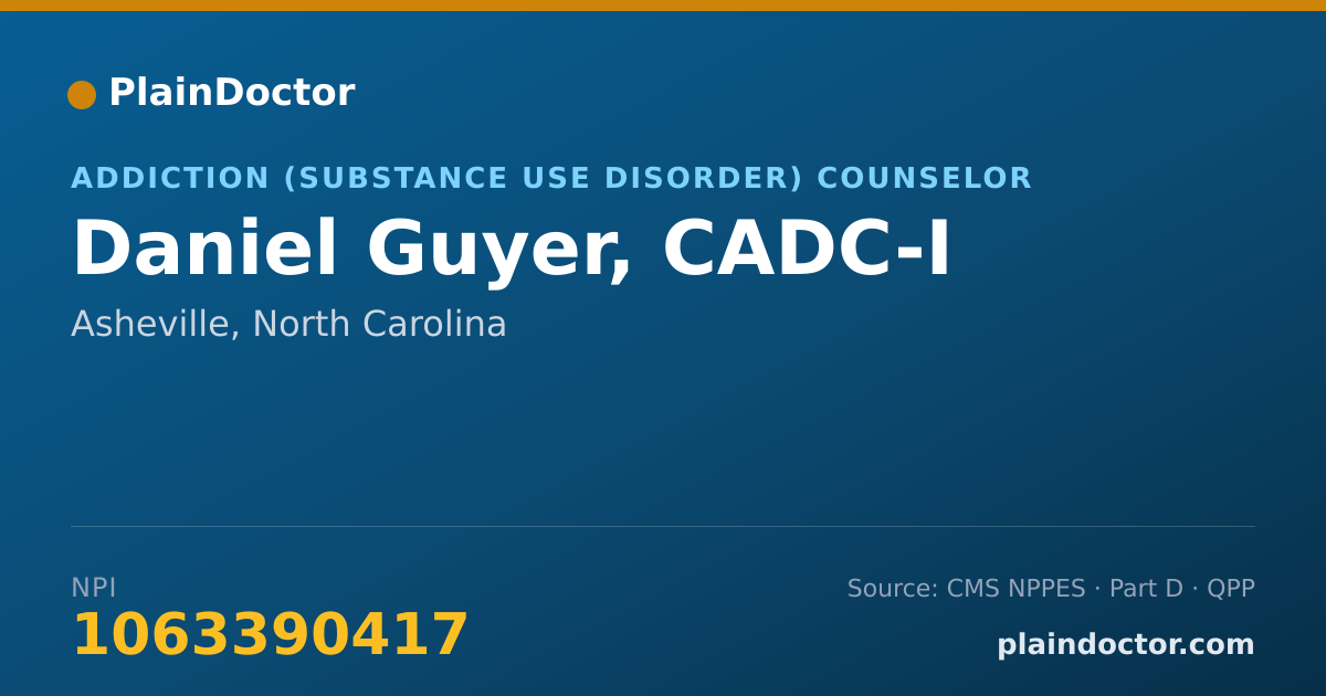 Shareable card for Daniel Guyer, CADC-I - Addiction (Substance Use Disorder) Counselor, Asheville, NC