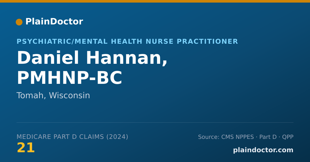 Shareable card for Daniel Hannan, PMHNP-BC - Psychiatric/Mental Health Nurse Practitioner, Tomah, WI