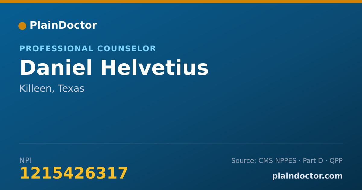 Shareable card for Daniel Helvetius - Professional Counselor, Killeen, TX