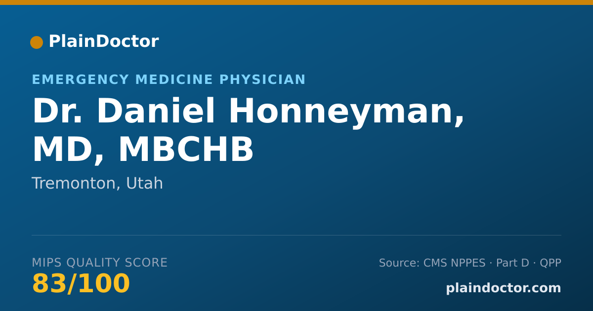 Shareable card for Daniel Honneyman, MD, MBCHB - Emergency Medicine Physician, Tremonton, UT