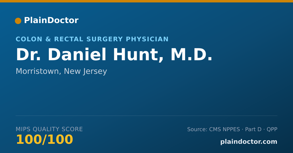 Shareable card for Daniel Hunt, M.D. - Colon & Rectal Surgery Physician, Morristown, NJ
