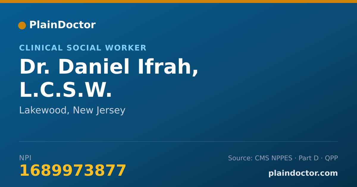 Shareable card for Daniel Ifrah, L.C.S.W. - Clinical Social Worker, Lakewood, NJ