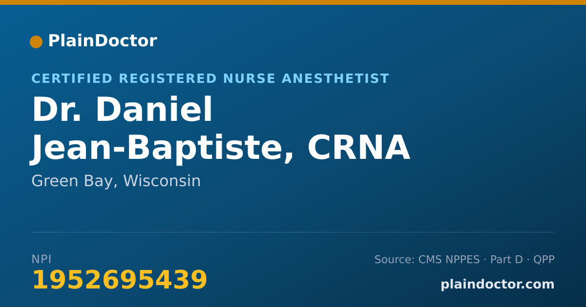 Shareable card for Daniel Jean-Baptiste, CRNA - Certified Registered Nurse Anesthetist, Green Bay, WI
