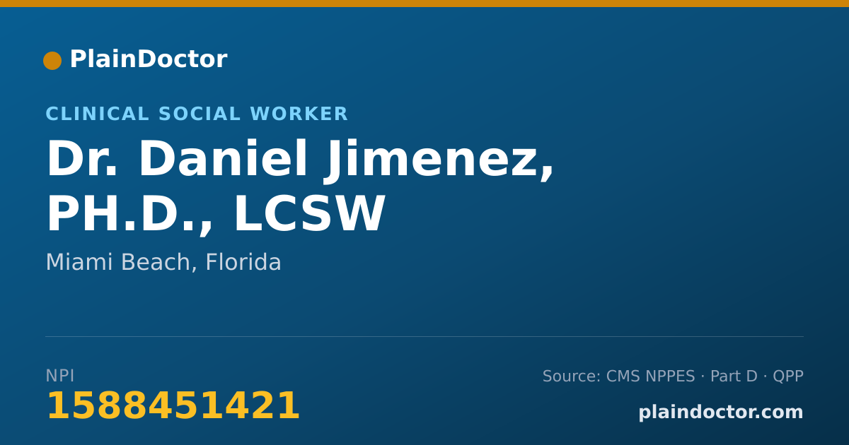 Shareable card for Daniel Jimenez, PH.D., LCSW - Clinical Social Worker, Miami Beach, FL