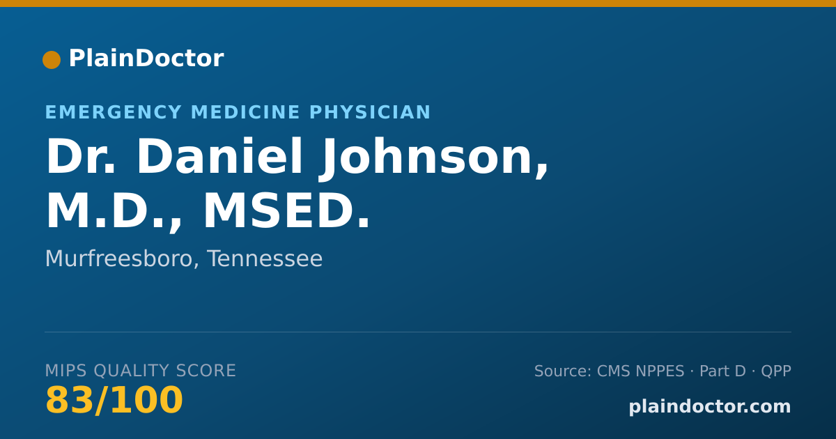 Shareable card for Daniel Johnson, M.D., MSED. - Emergency Medicine Physician, Murfreesboro, TN