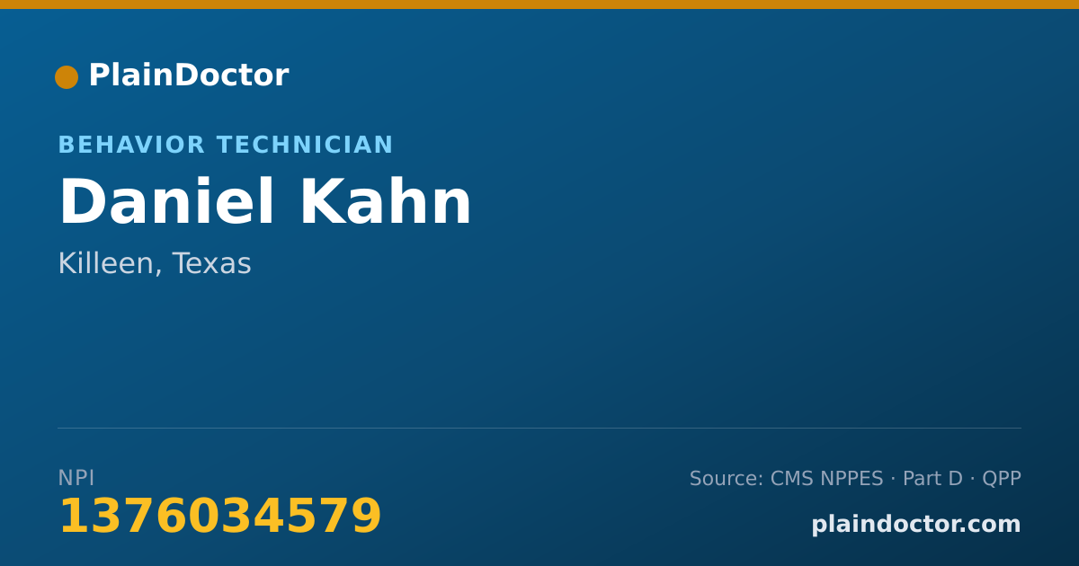 Shareable card for Daniel Kahn - Behavior Technician, Killeen, TX