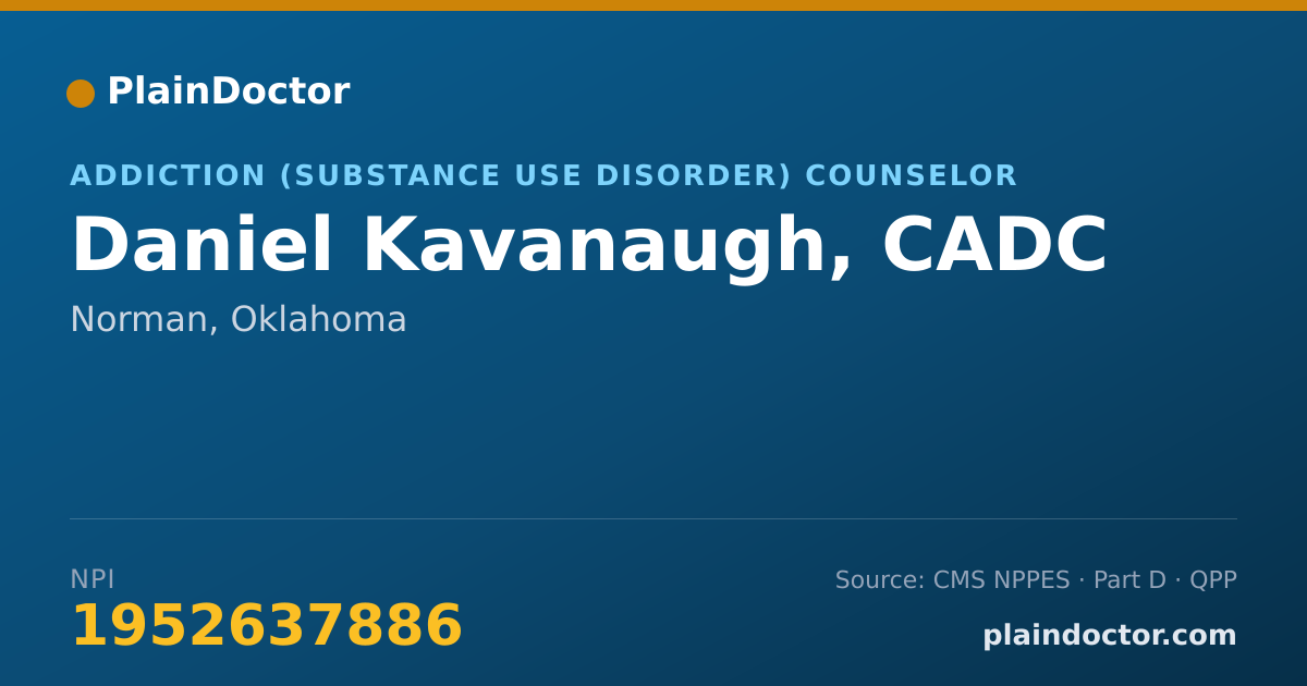 Shareable card for Daniel Kavanaugh, CADC - Addiction (Substance Use Disorder) Counselor, Norman, OK