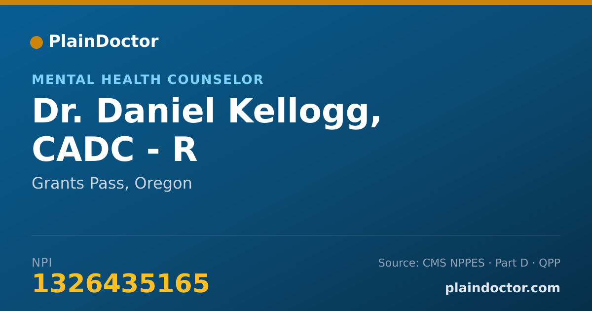 Shareable card for Daniel Kellogg, CADC - R - Mental Health Counselor, Grants Pass, OR
