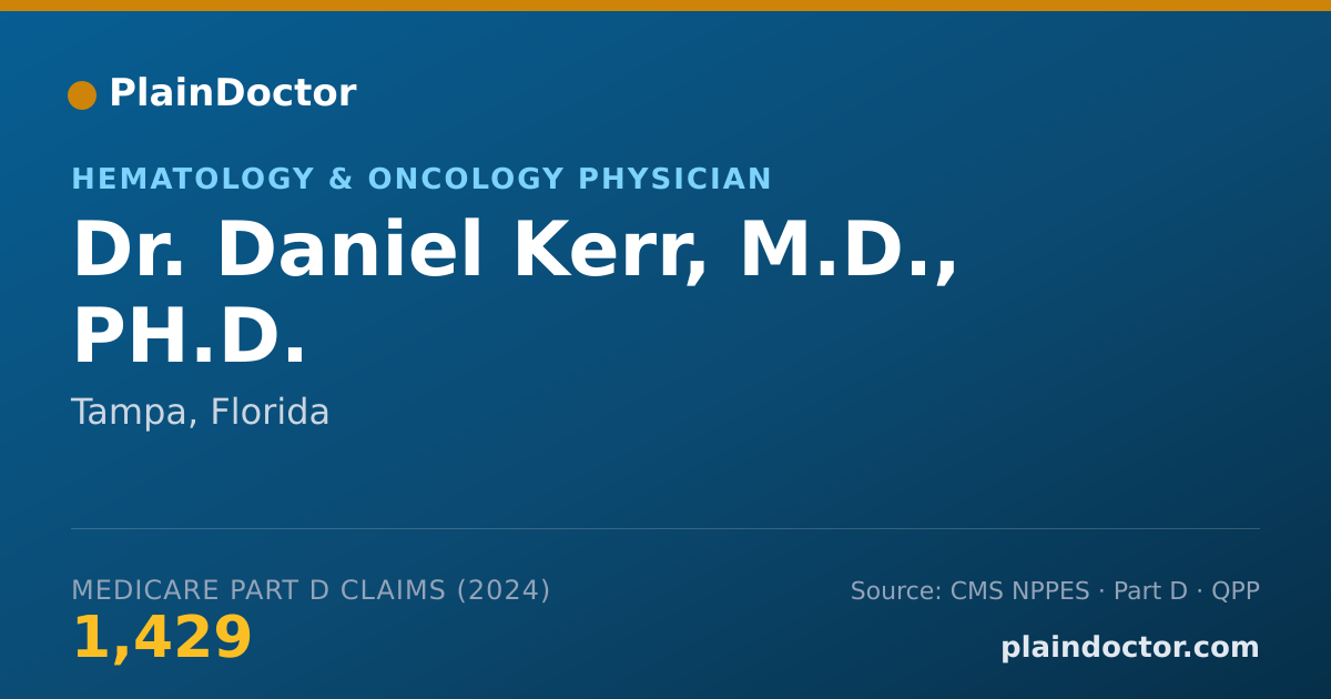 Shareable card for Daniel Kerr, M.D., PH.D. - Internal Medicine Physician, Tampa, FL