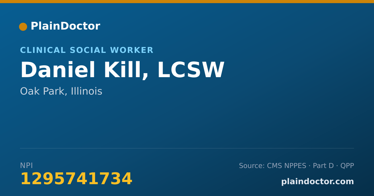 Shareable card for Daniel Kill, LCSW - Clinical Social Worker, Oak Park, IL