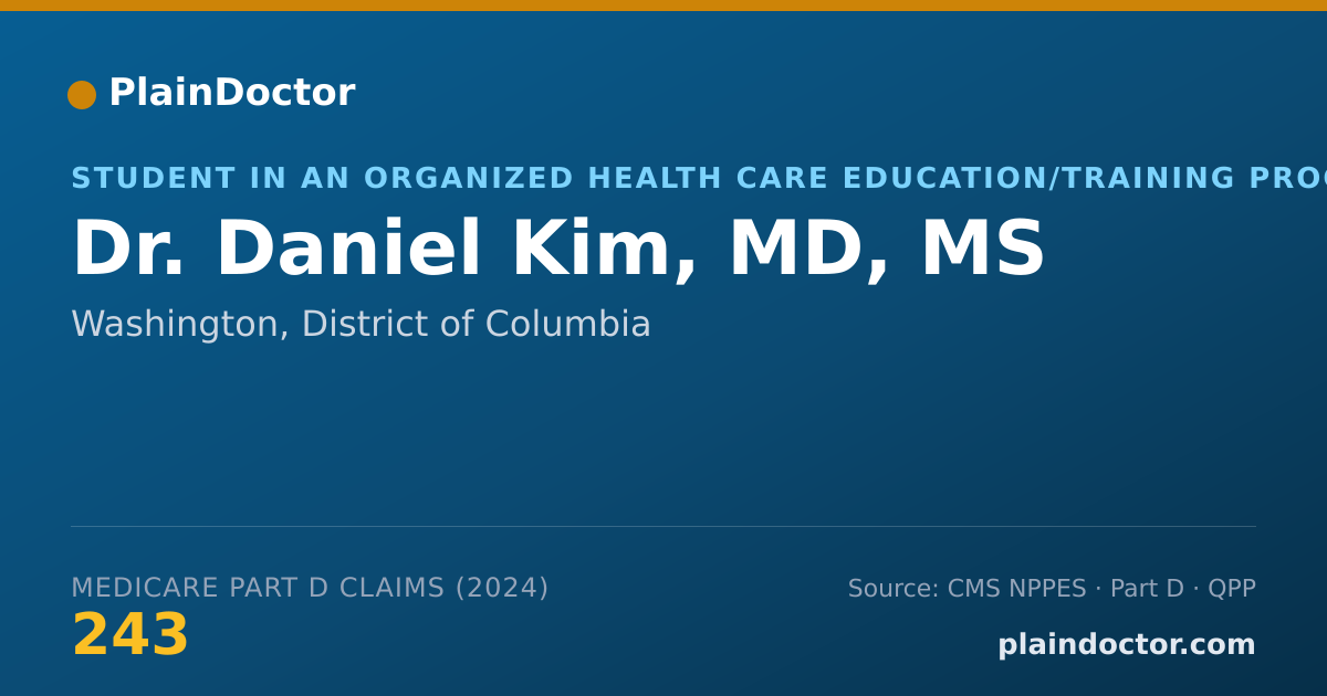Shareable card for Daniel Kim, MD, MS - Student in an Organized Health Care Education/Training Program, Washington, DC