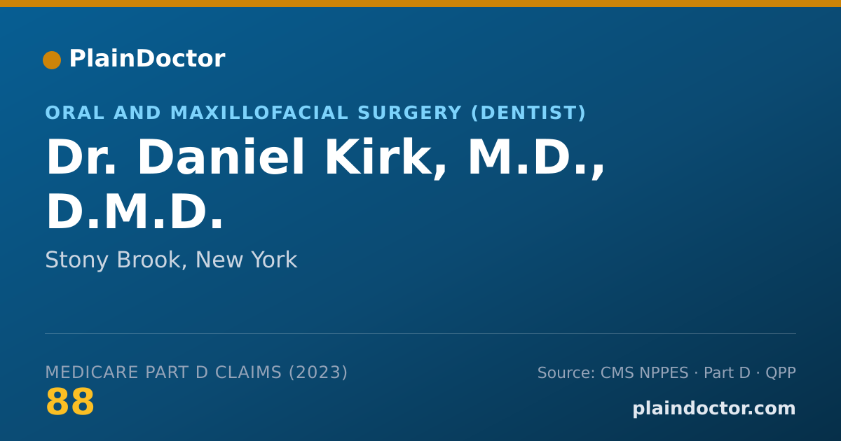Shareable card for Daniel Kirk, M.D., D.M.D. - Oral and Maxillofacial Surgery (Dentist), Stony Brook, NY