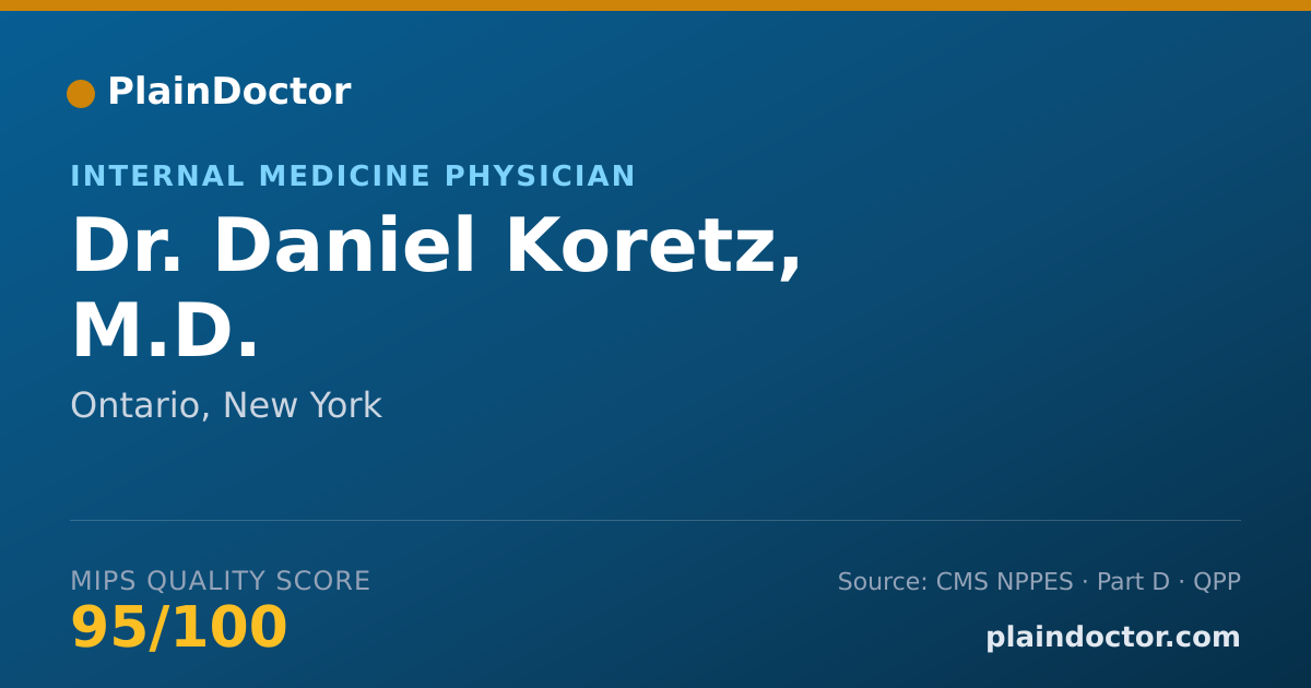 Shareable card for Daniel Koretz, M.D. - Internal Medicine Physician, Ontario, NY