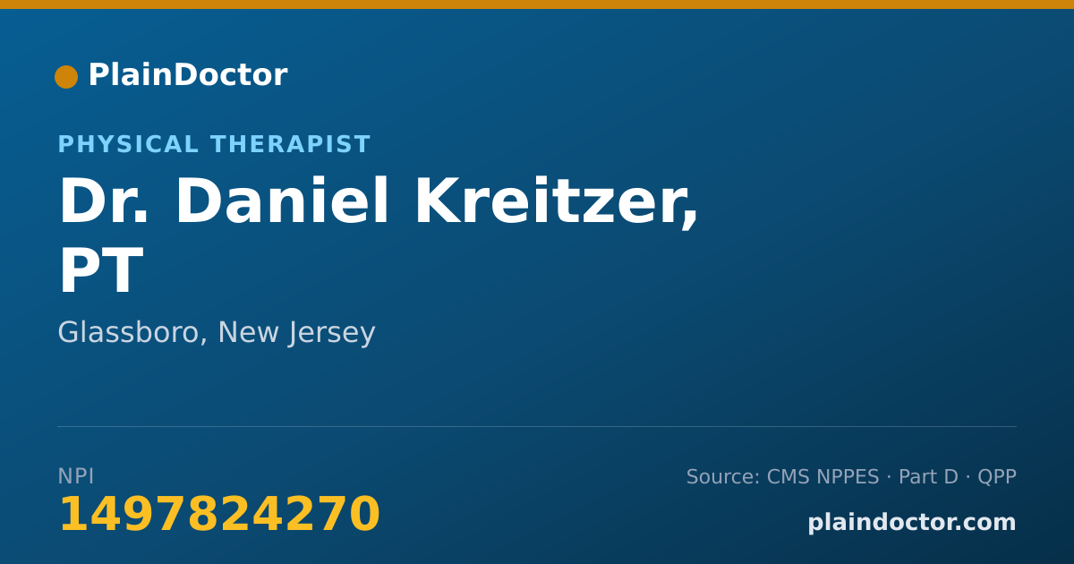 Shareable card for Daniel Kreitzer, PT - Physical Therapist, Glassboro, NJ