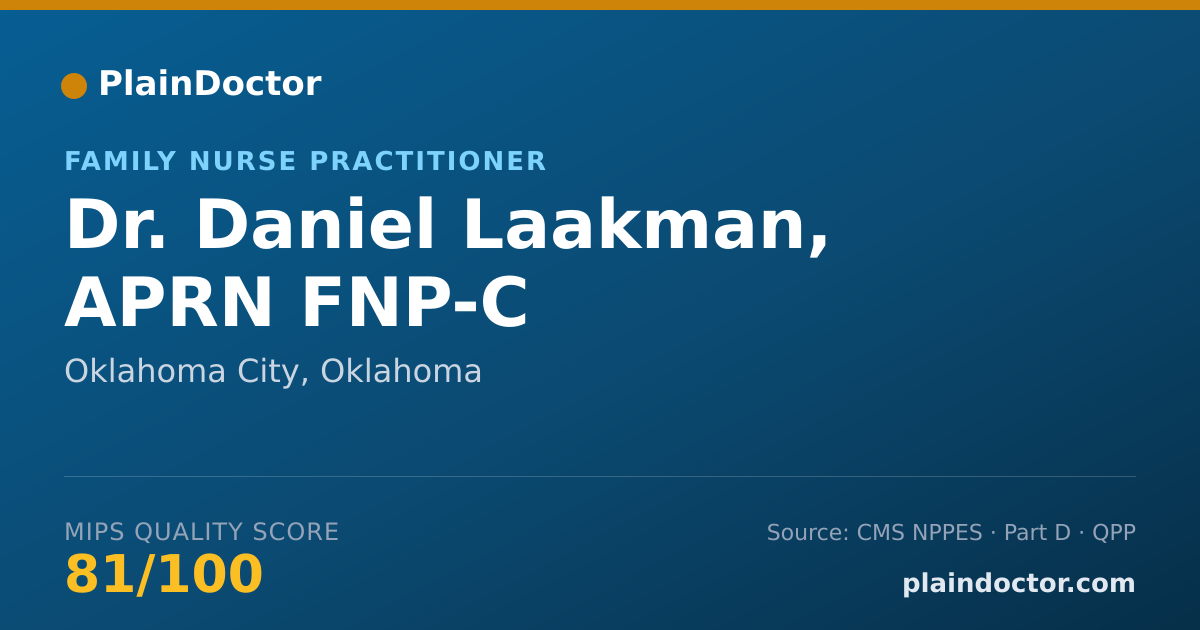 Shareable card for Daniel Laakman, APRN FNP-C - Family Nurse Practitioner, Oklahoma City, OK