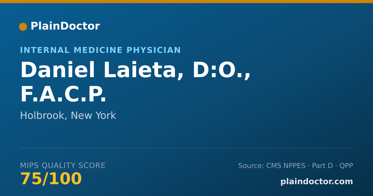 Shareable card for Daniel Laieta, D:O., F.A.C.P. - Internal Medicine Physician, Holbrook, NY