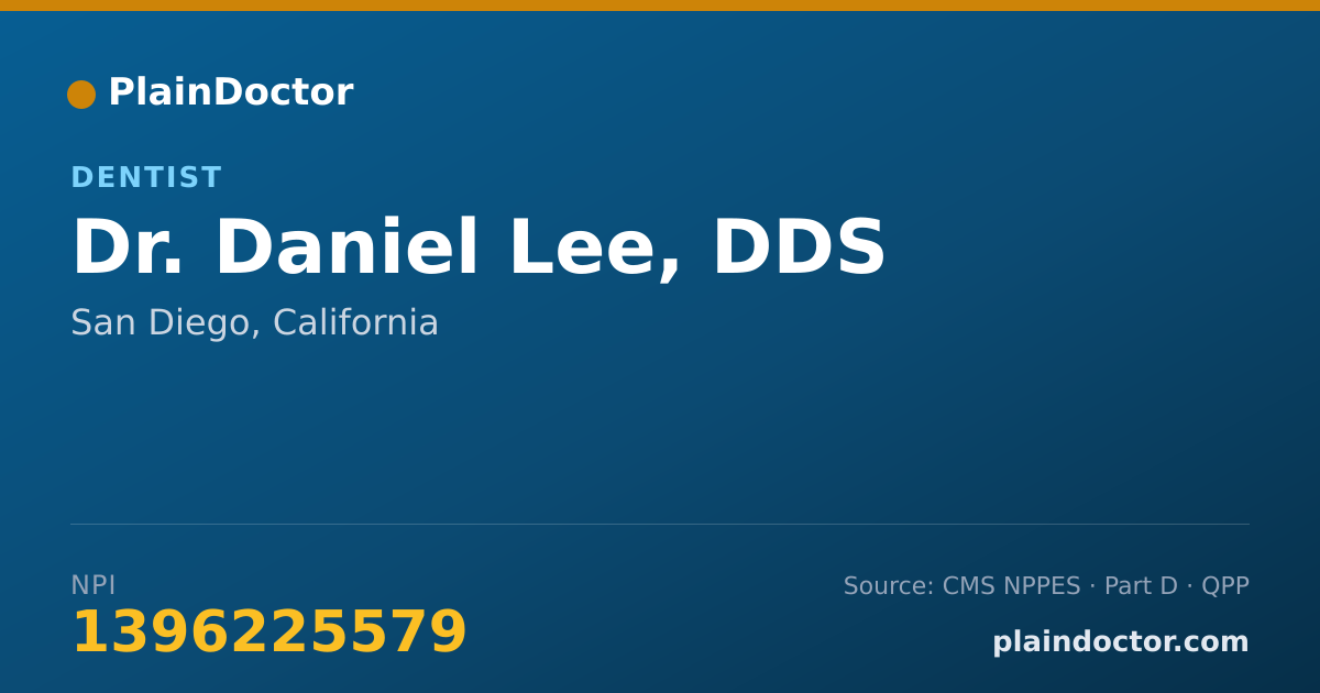 Shareable card for Daniel Lee, DDS - Dentist, San Diego, CA