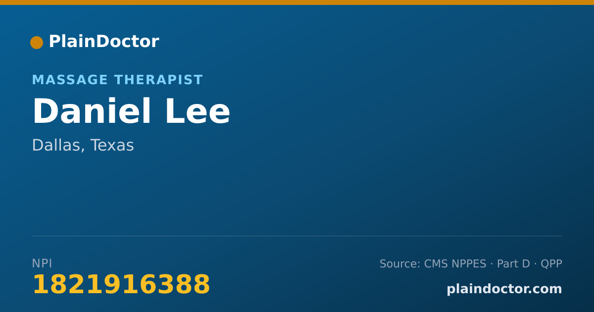 Shareable card for Daniel Lee - Massage Therapist, Dallas, TX