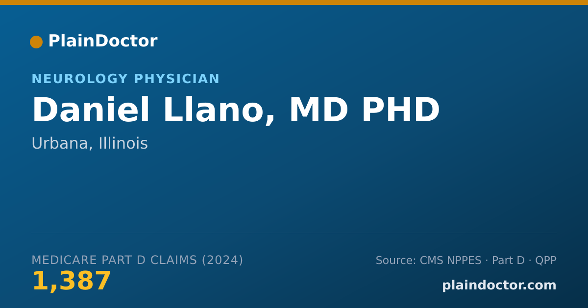 Shareable card for Daniel Llano, MD PHD - Neurology Physician, Urbana, IL