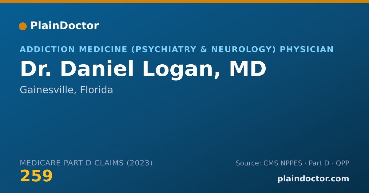 Shareable card for Daniel Logan, MD - Addiction Medicine (Psychiatry & Neurology) Physician, Gainesville, FL