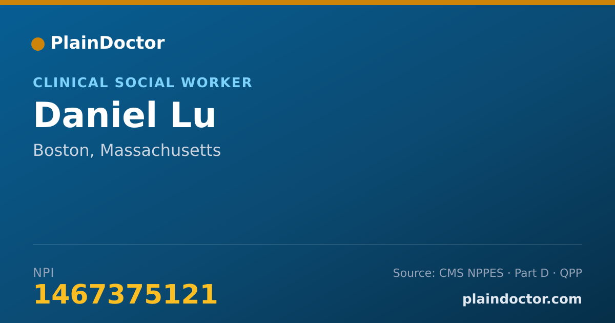 Shareable card for Daniel Lu - Clinical Social Worker, Boston, MA