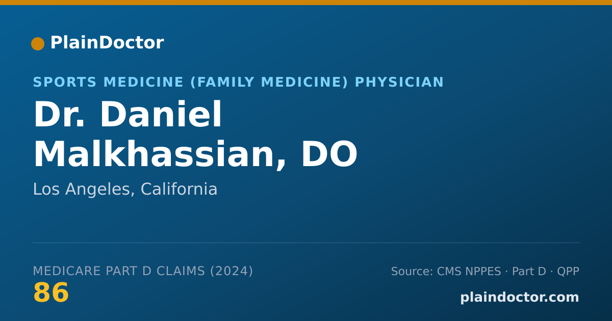 Shareable card for Daniel Malkhassian, DO - Sports Medicine (Family Medicine) Physician, Los Angeles, CA