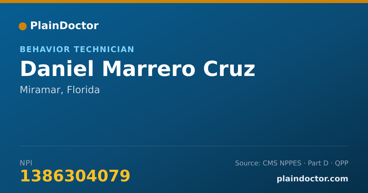 Shareable card for Daniel Marrero Cruz - Behavior Technician, Miramar, FL