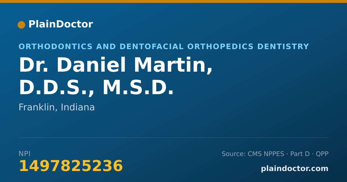 Shareable card for Daniel Martin, D.D.S., M.S.D. - Orthodontics and Dentofacial Orthopedics Dentistry, Franklin, IN