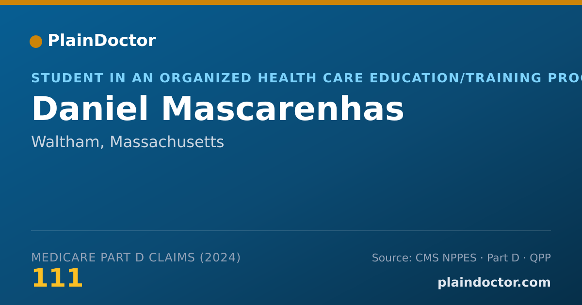 Shareable card for Daniel Mascarenhas - Student in an Organized Health Care Education/Training Program, Waltham, MA