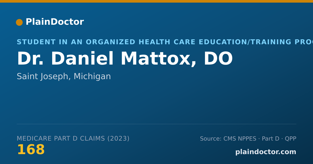 Shareable card for Daniel Mattox, DO - Student in an Organized Health Care Education/Training Program, Saint Joseph, MI
