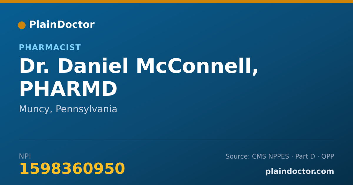 Shareable card for Daniel McConnell, PHARMD - Pharmacist, Muncy, PA