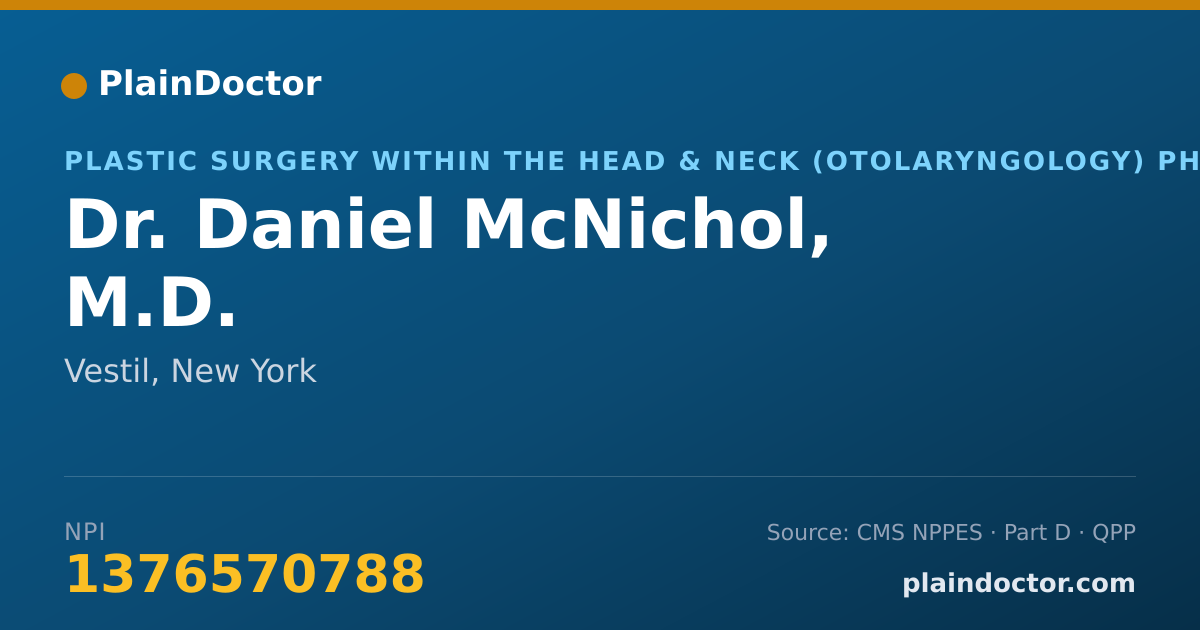 Shareable card for Daniel McNichol, M.D. - Plastic Surgery within the Head & Neck (Otolaryngology) Physician, Vestil, NY