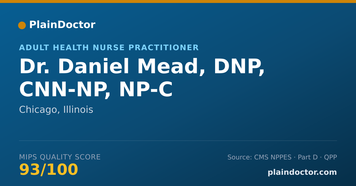 Shareable card for Daniel Mead, DNP, CNN-NP, NP-C - Adult Health Nurse Practitioner, Chicago, IL
