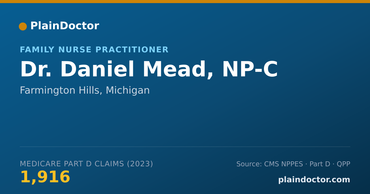 Shareable card for Daniel Mead, NP-C - Family Nurse Practitioner, Farmington Hills, MI