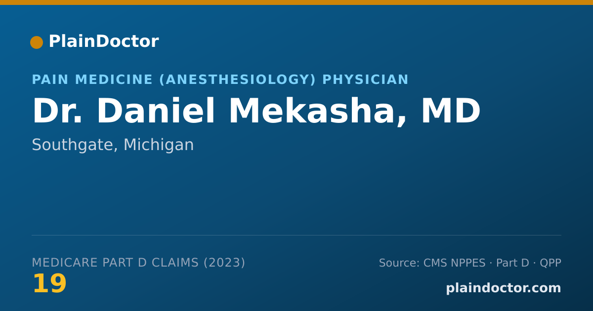 Shareable card for Daniel Mekasha, MD - Pain Medicine (Anesthesiology) Physician, Southgate, MI