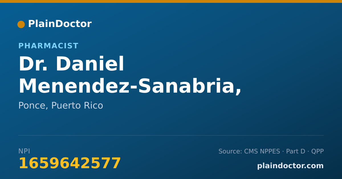 Shareable card for Daniel Menendez-Sanabria, PHARM D - Pharmacist, Ponce, PR