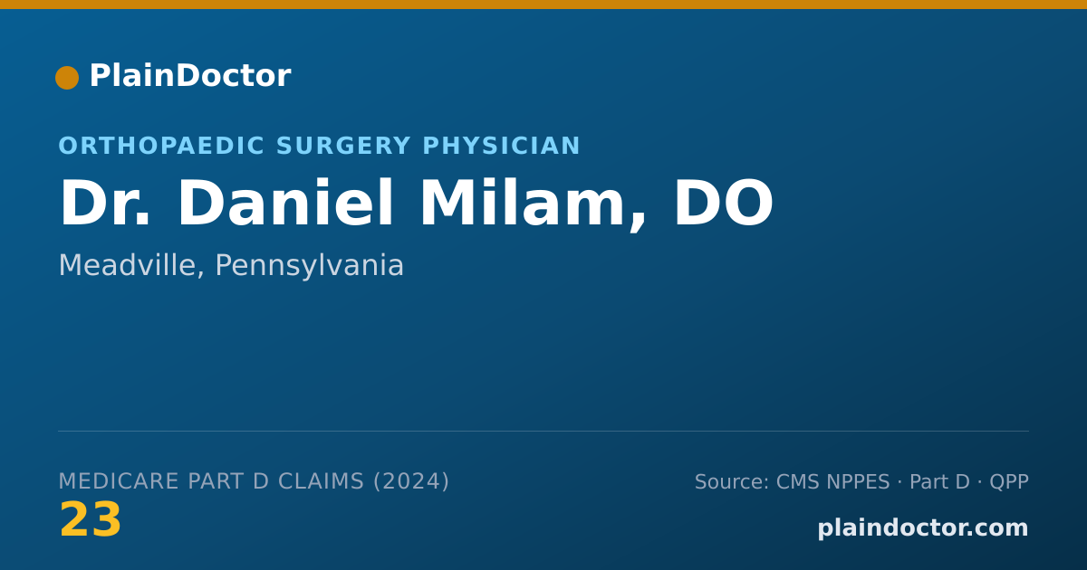 Shareable card for Daniel Milam, DO - Orthopaedic Surgery Physician, Meadville, PA