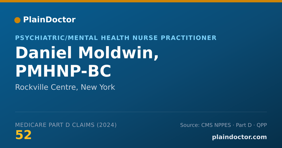 Shareable card for Daniel Moldwin, PMHNP-BC - Psychiatric/Mental Health Nurse Practitioner, Rockville Centre, NY