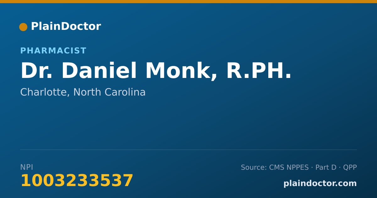 Shareable card for Daniel Monk, R.PH. - Pharmacist, Charlotte, NC