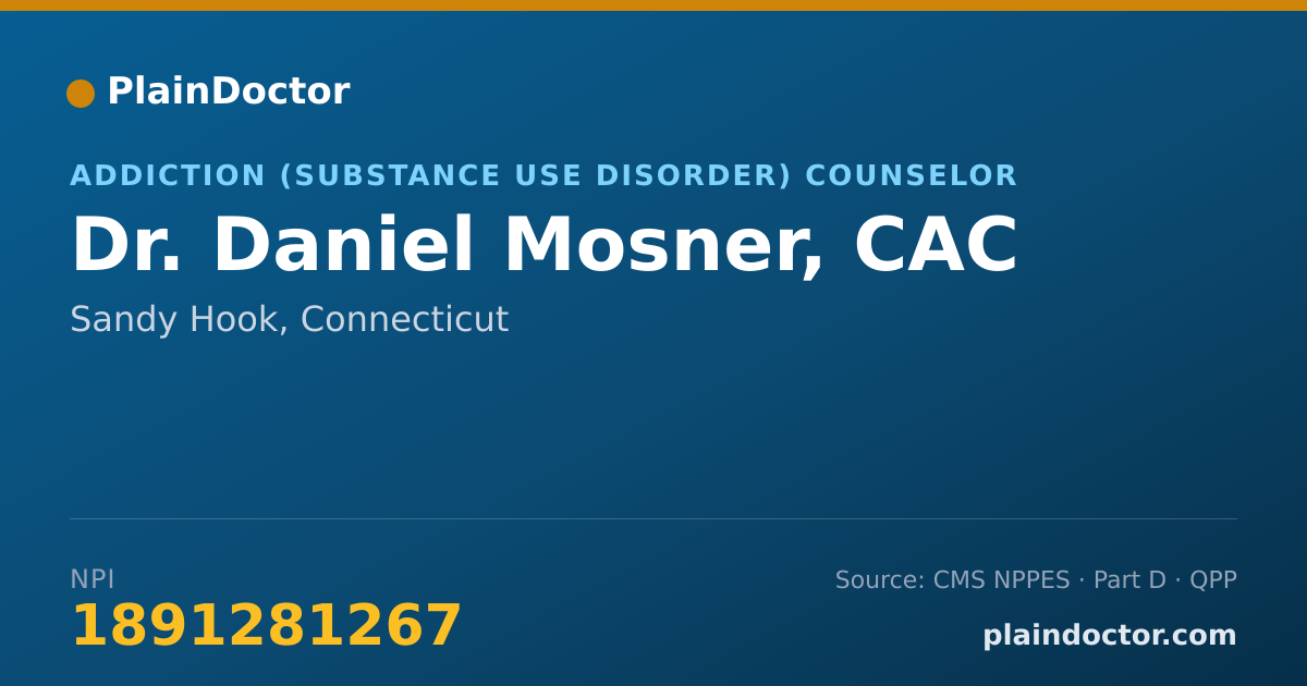 Shareable card for Daniel Mosner, CAC - Addiction (Substance Use Disorder) Counselor, Sandy Hook, CT