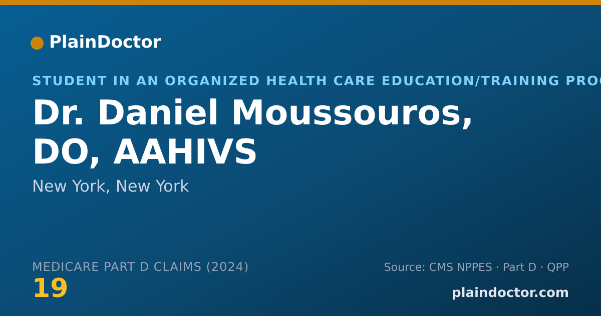 Shareable card for Daniel Moussouros, DO - Student in an Organized Health Care Education/Training Program, Jersey City, NJ