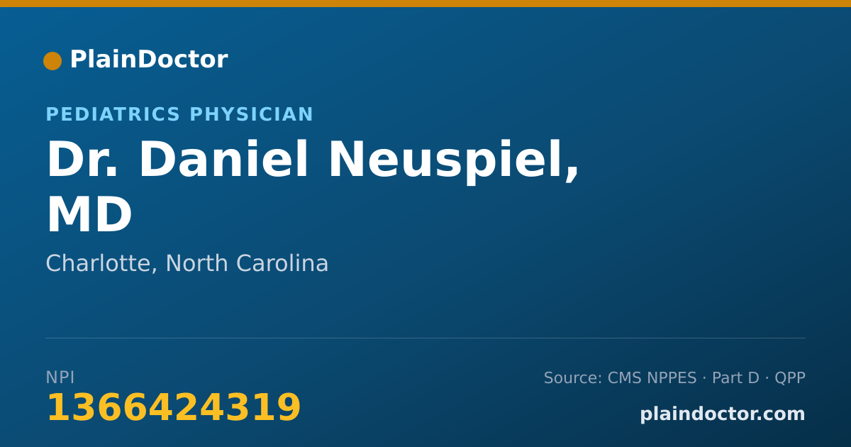 Shareable card for Daniel Neuspiel, MD - Public Health & General Preventive Medicine Physician, Charlotte, NC