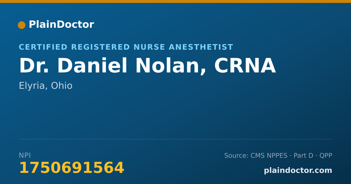 Shareable card for Daniel Nolan, CRNA - Certified Registered Nurse Anesthetist, Elyria, OH