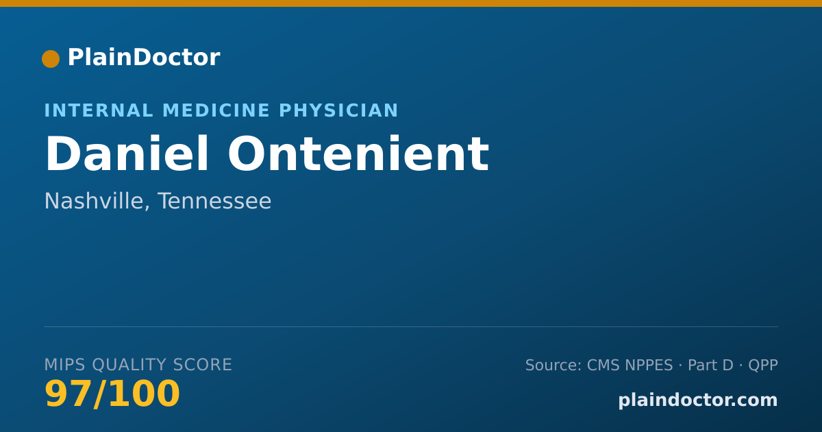 Shareable card for Daniel Ontenient - Internal Medicine Physician, Nashville, TN