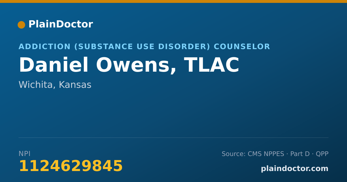 Shareable card for Daniel Owens, TLAC - Addiction (Substance Use Disorder) Counselor, Wichita, KS